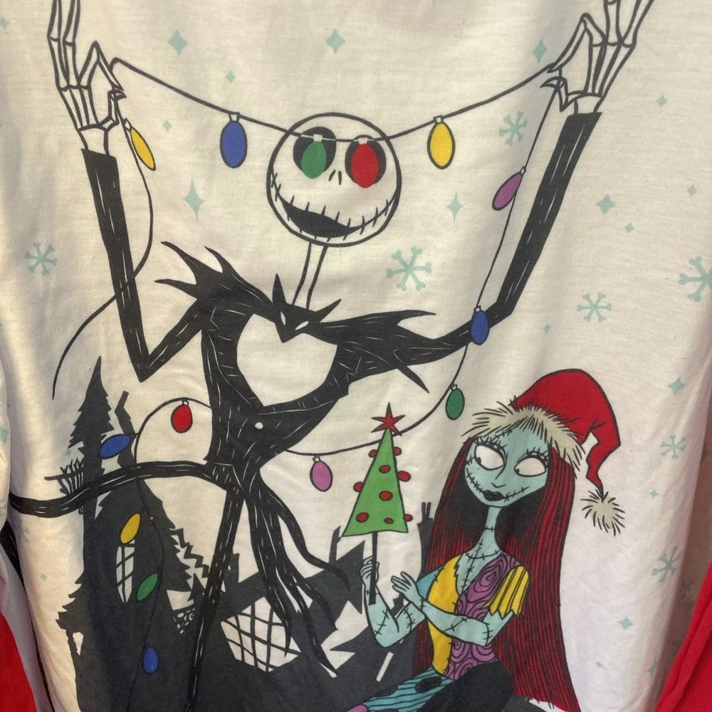 Disney Nightmare Before Christmas Womens Pajama Top Jack Skeleton Size LT - Picture 2 of 7